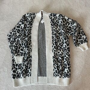 LOFT Cream and Gray Textured Cardigan